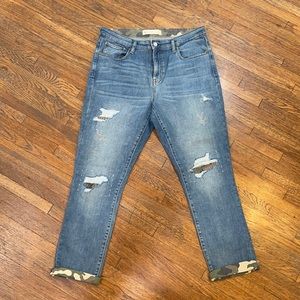 GAP Girlfriend Jeans "Camo Rip and Repair" look w/ camo cuffs, Size 12